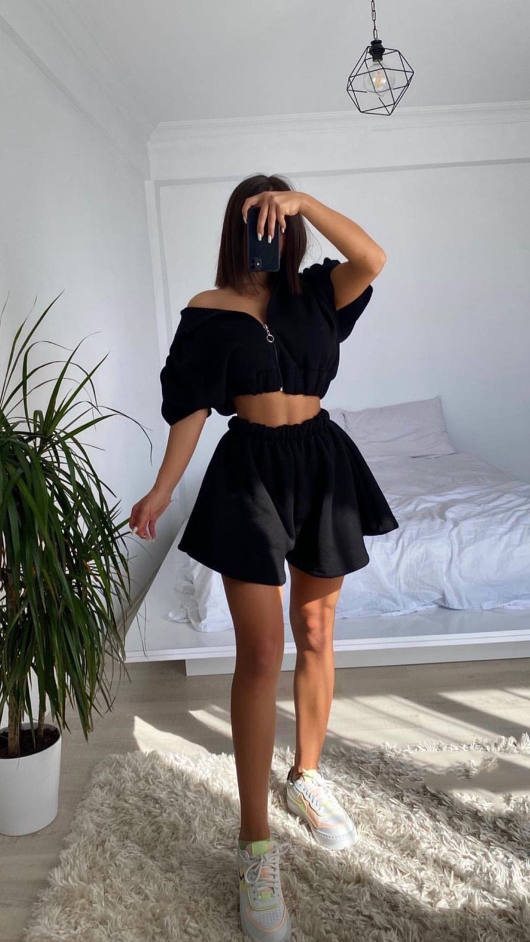 Ensemble court sweat-shirt noir